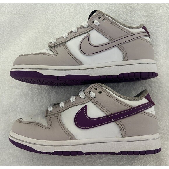 Nike Dunk Low White/ Viotech- Platinum Violet FB9108 104 Unisex Kids 11C - Picture 2 of 7